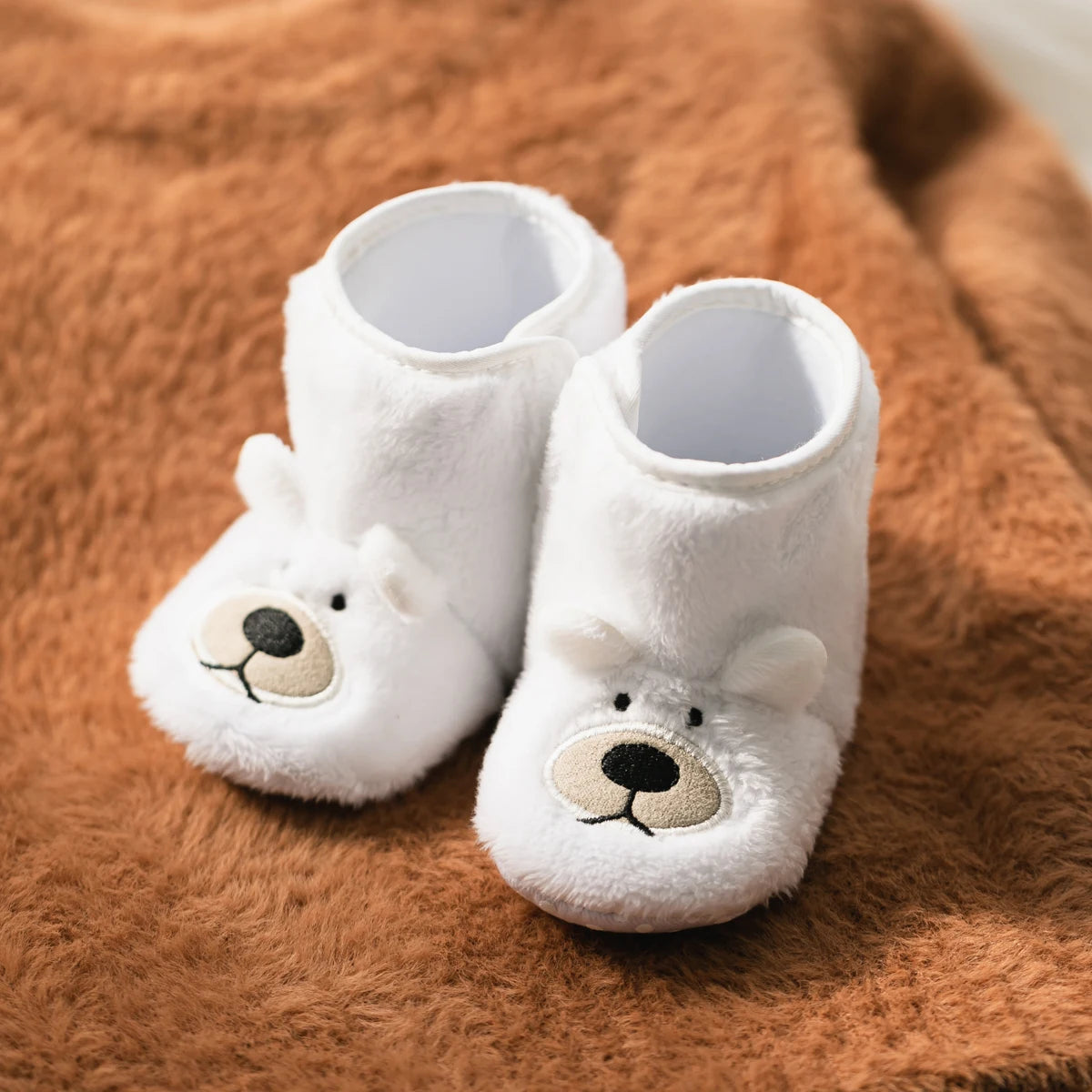 Booties Warm Fluff Cottton Soft Sole Infant Newborn .