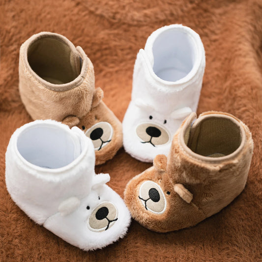 Booties Warm Fluff Cottton Soft Sole Infant Newborn .