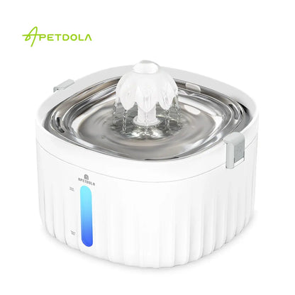 APETDOLA Ultra-Quiet 2L Cat & Dog Water Fountain – 6-Layer Filtered, Adjustable 4-Height Stainless Steel Drinking Tray