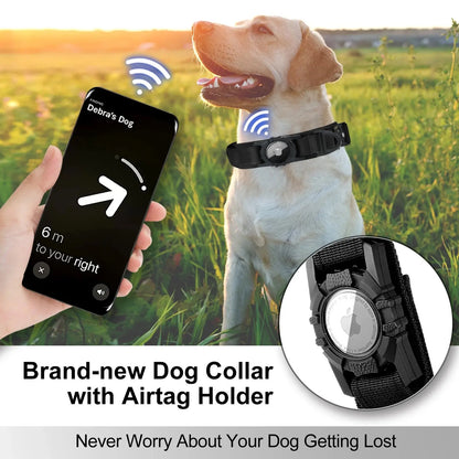 Collar táctico AirTag para perros: hebilla de metal resistente para perros grandes y medianos